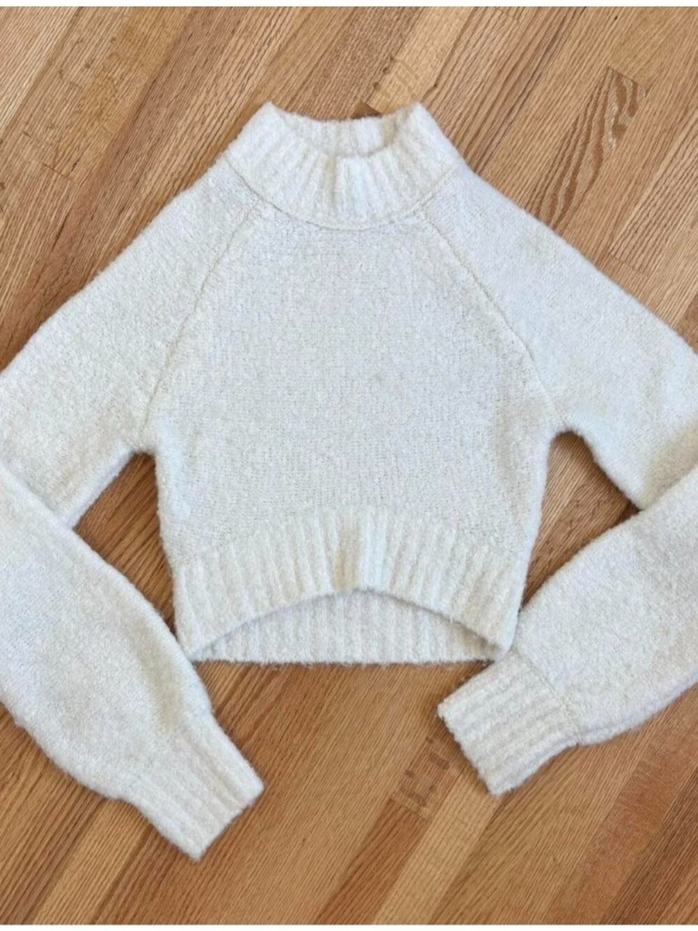 Urban Outfitters Fuzzy Knit Mockneck Cropped Sweater